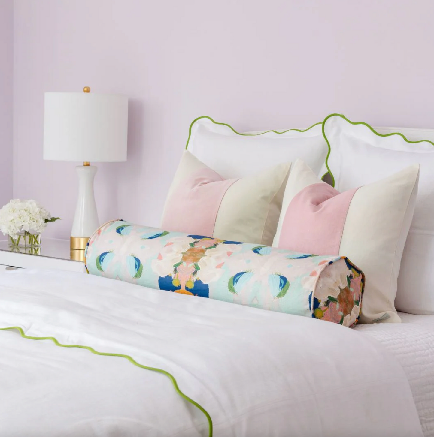 Monet's Garden Round Bolster Pillow