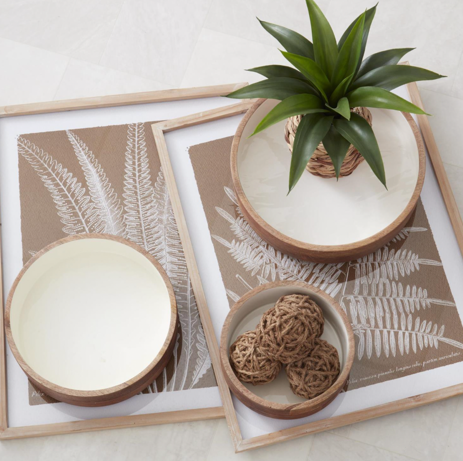Ribbed Mango Wood Bowls - Large