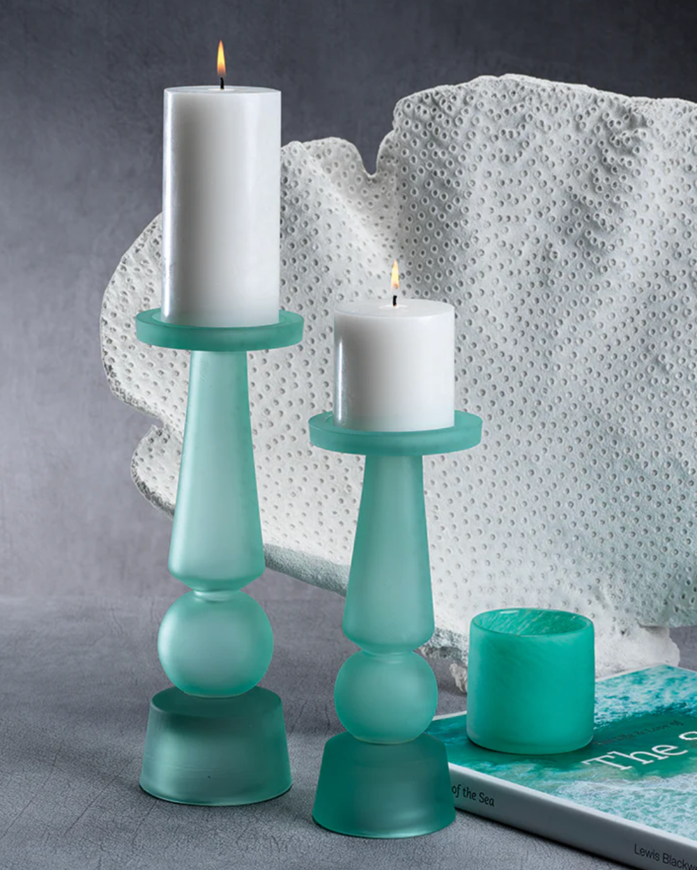 Frosted Glass Pillar Holder - Tall