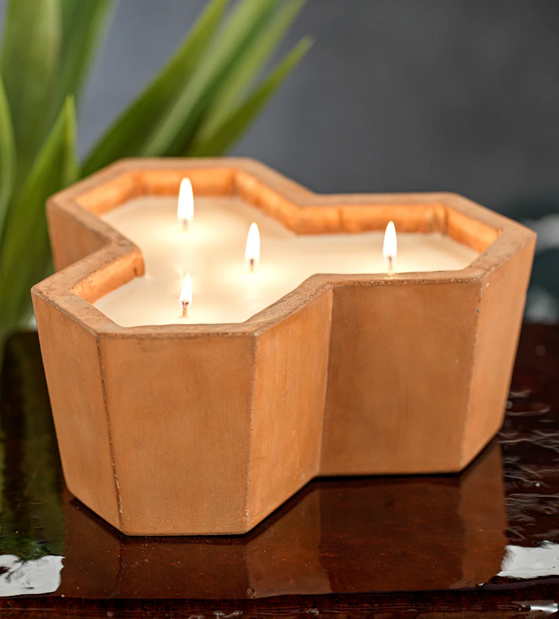 San Juan Honeycomb Concrete Outdoor Candle