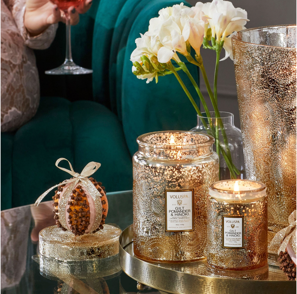 Gilt Pomander & Hinoki Candle 18oz