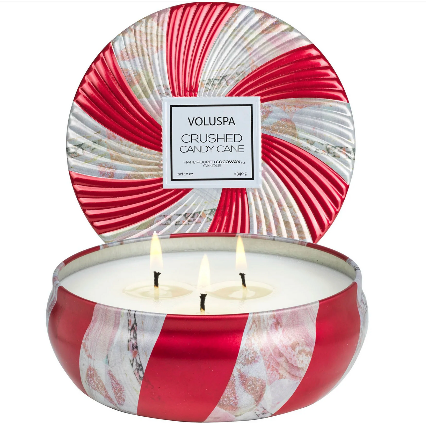 Crushed Candy Cane 3 Wick Tin Candle