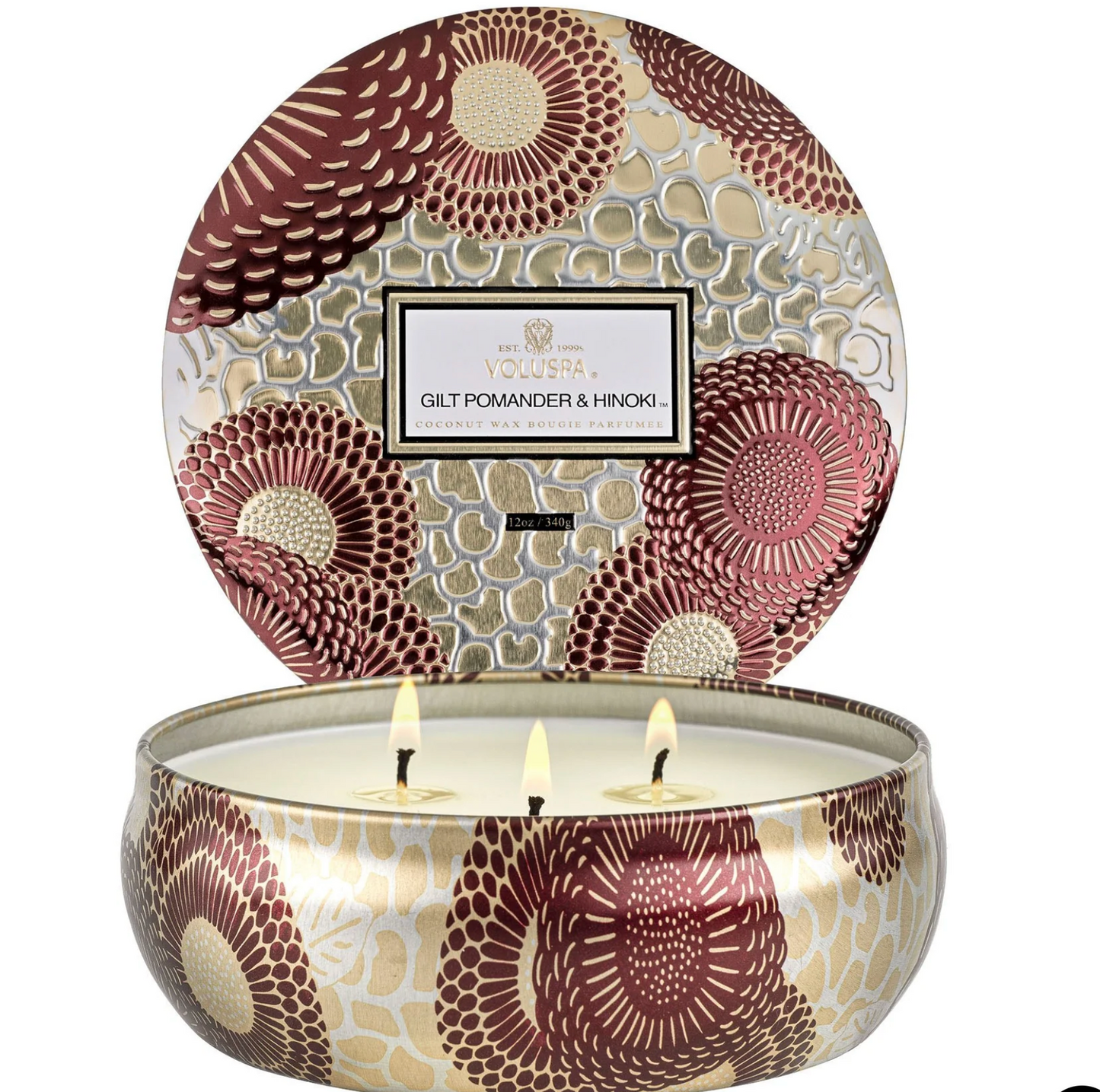Gilt and Hinoki 3 Wick Candle