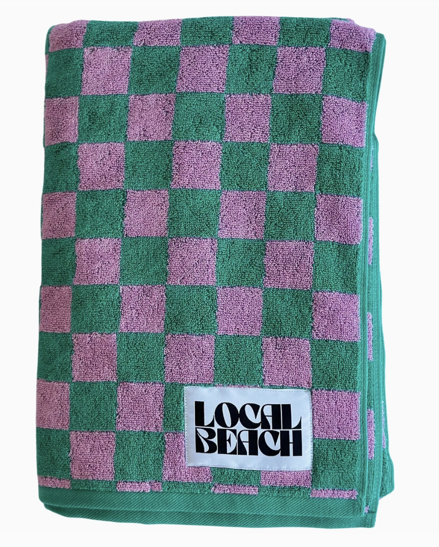 Kelly/Bubble Gum Checker Beach Towel