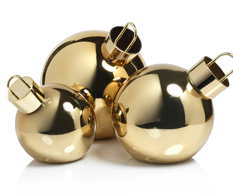 Gold Metallic Glass Oversized Ornament Ball- 5 in