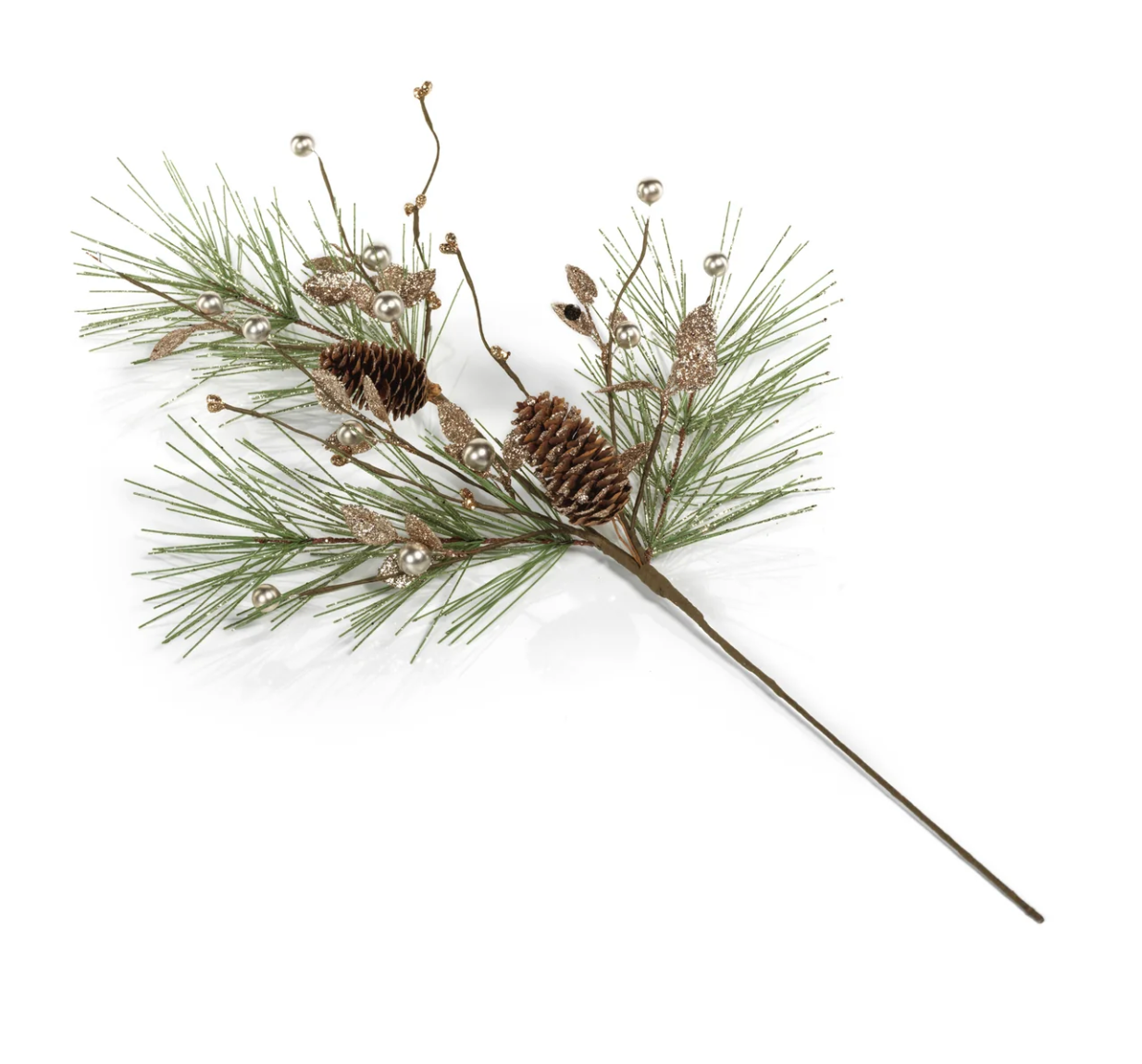 Med.-Needle Pine Tree with Glitter Branch - Pine Cone Pick - Medium