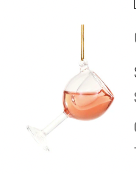 Pink Glass of Wine Ornament