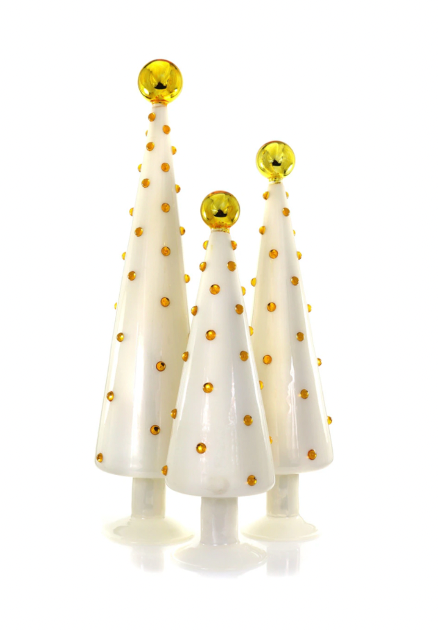 SM.- IVORY DOTTED TREES- SOLD SEPERATELY