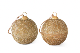 5.5 in Gold Glitter Candle Ornament