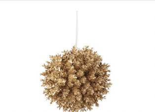 4.25 Inch Gold Small Leaf Round Ornament