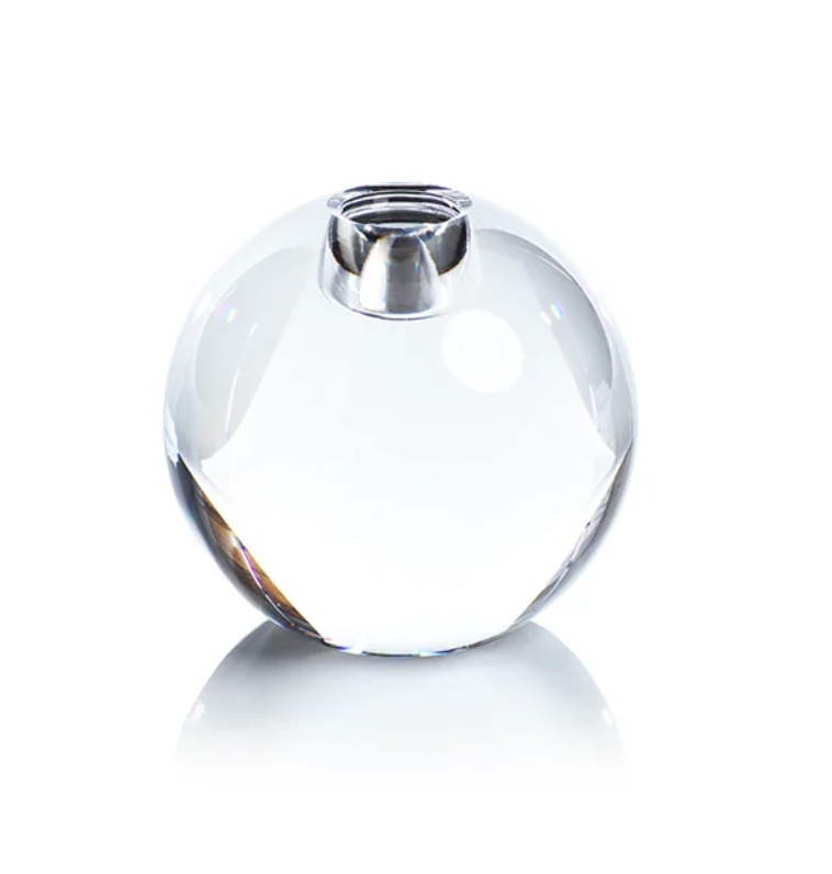 Round Crystal Glass Taper Holder