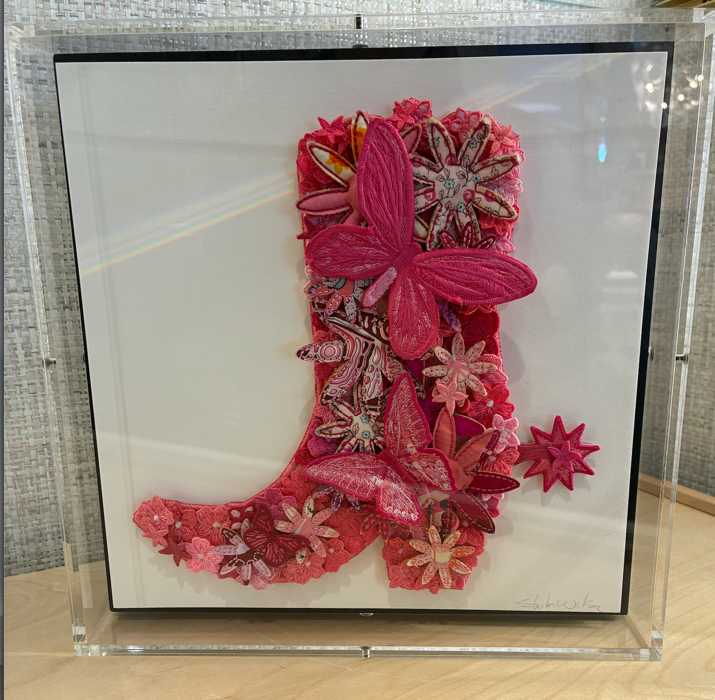 Stephen Wilson Pink Cowboy Boot, 12" X 12"