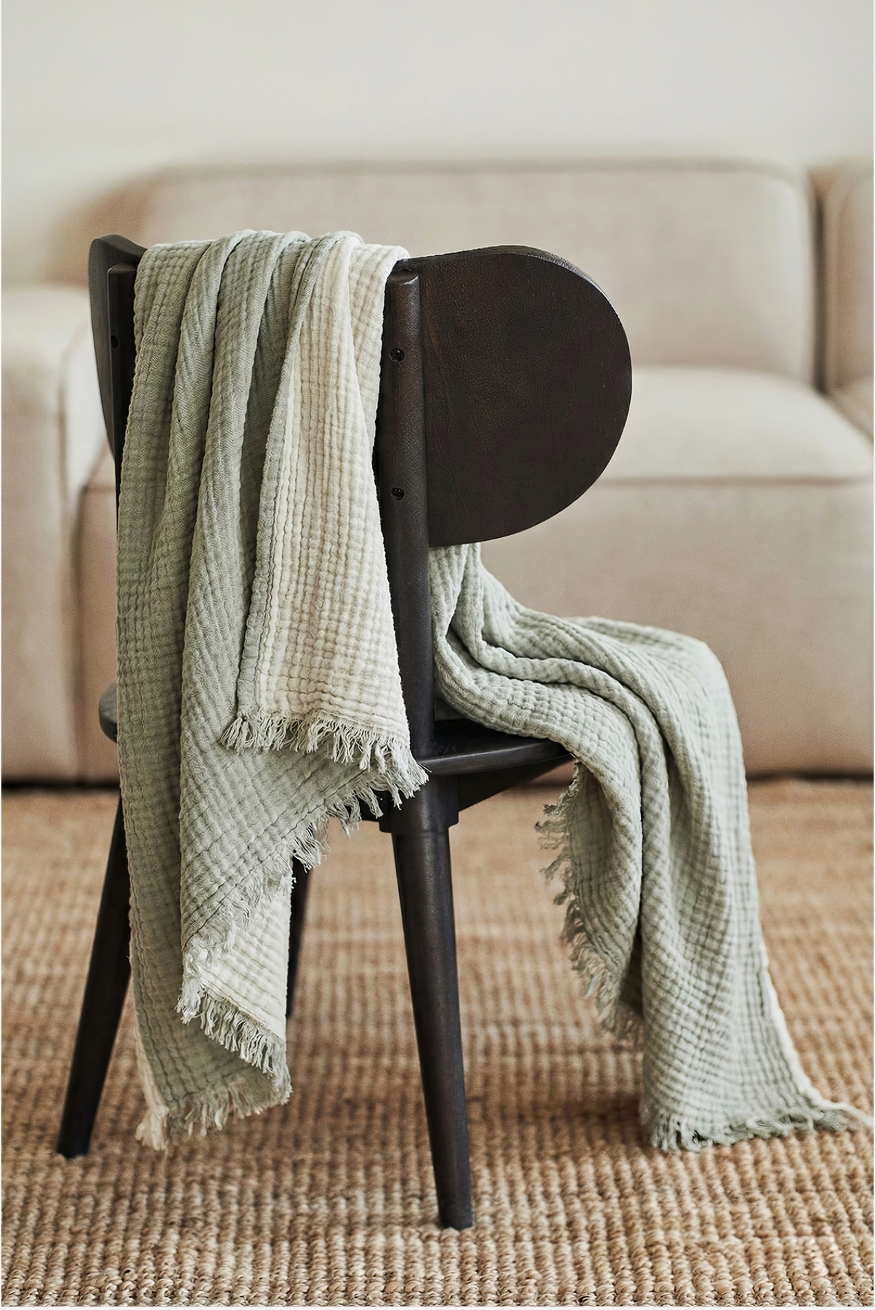 Muslin Cotton throw- Green