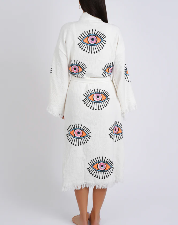 White w/ Orange Evil Eye Robe