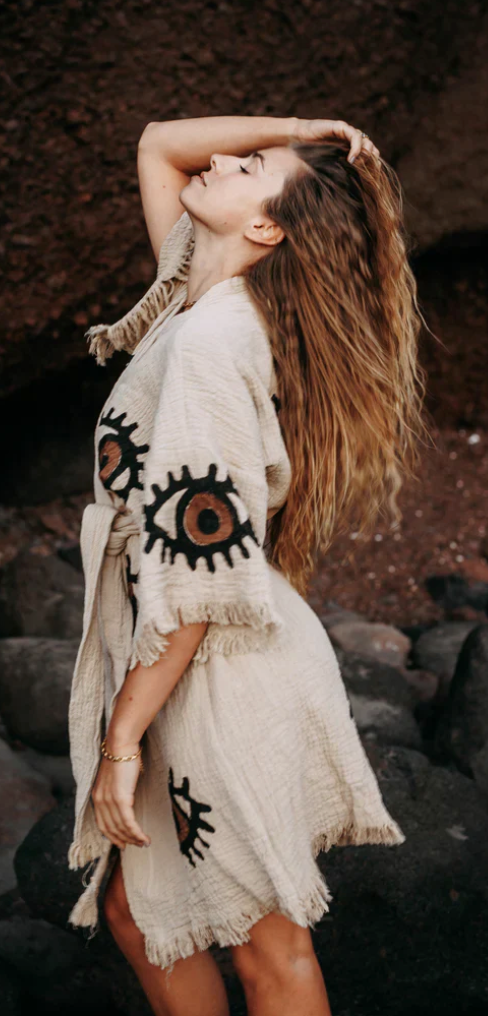 Mini Kimono Robe - Taupe