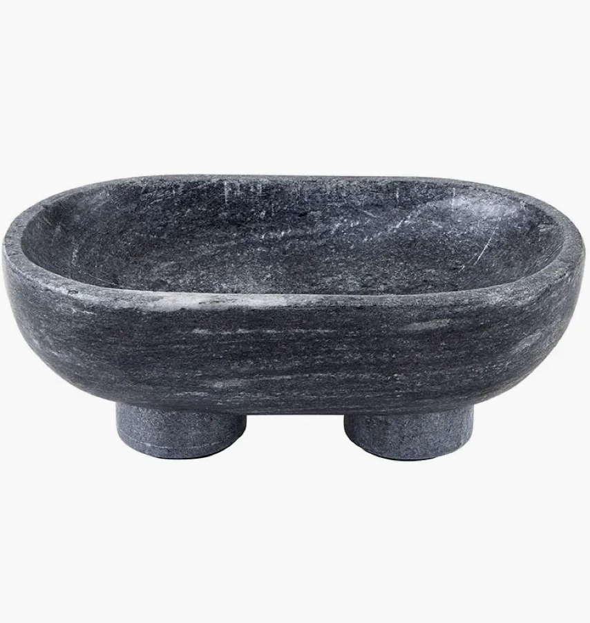 Charcoal Marble Footed Bowl