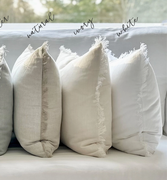 Ivory Fringe Pillow 26x26