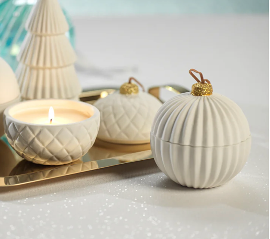 Ribbed White Ornament Candle