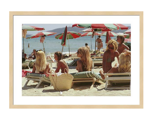 Saint-tropez Beach #1 by Slim Aarons Framed Print