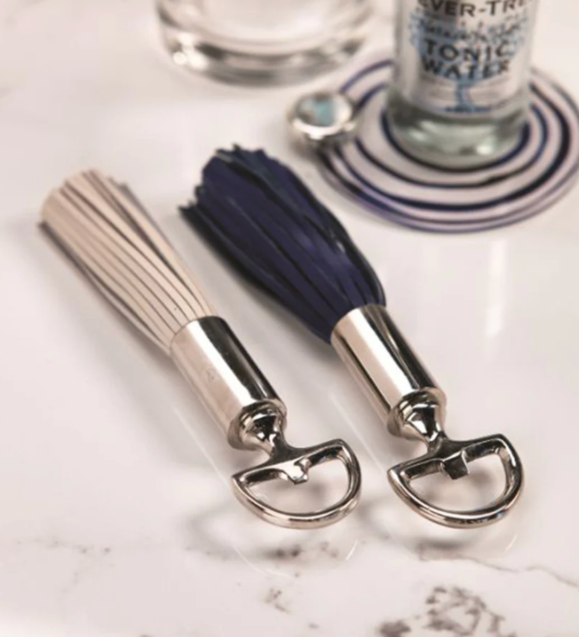 Leather Tassel Bottle Opener Blue