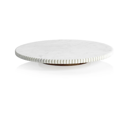 Ribbed White Marble Lazy Susan