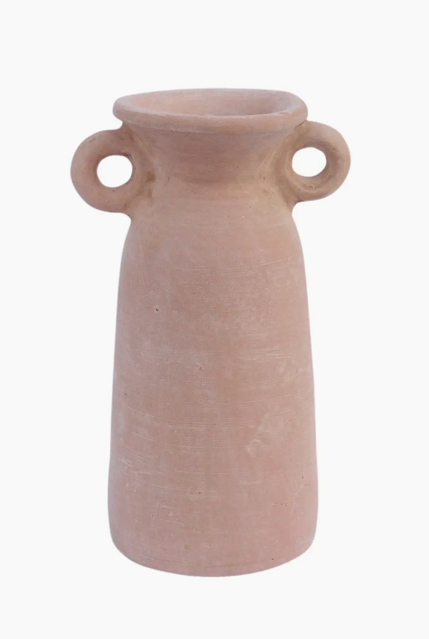 Short Terracotta Vase with Handles