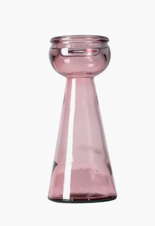 Pink Recycled Glass Candle Holder