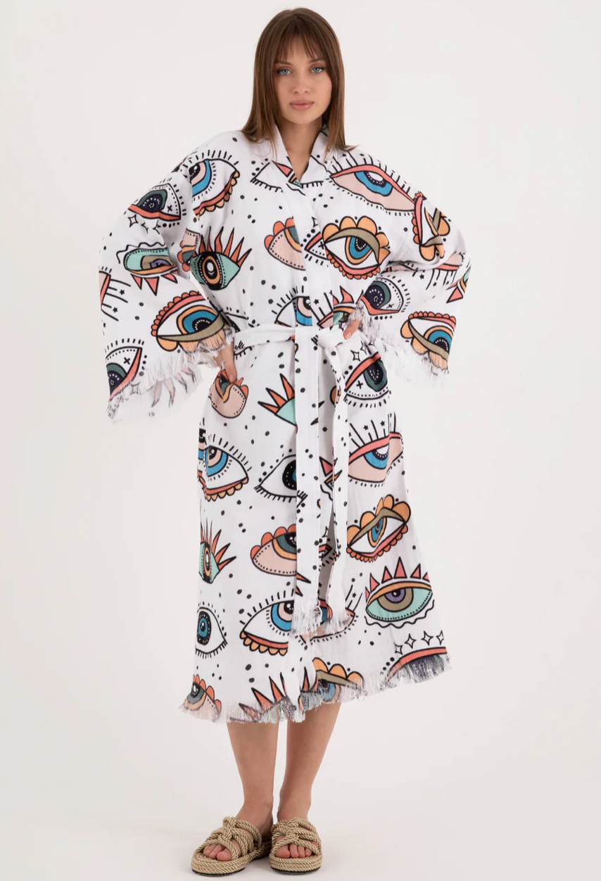 Kimono Robe - Digital Eyes Print