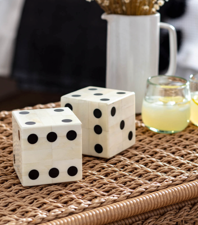 Oversized Bone Dice Pair