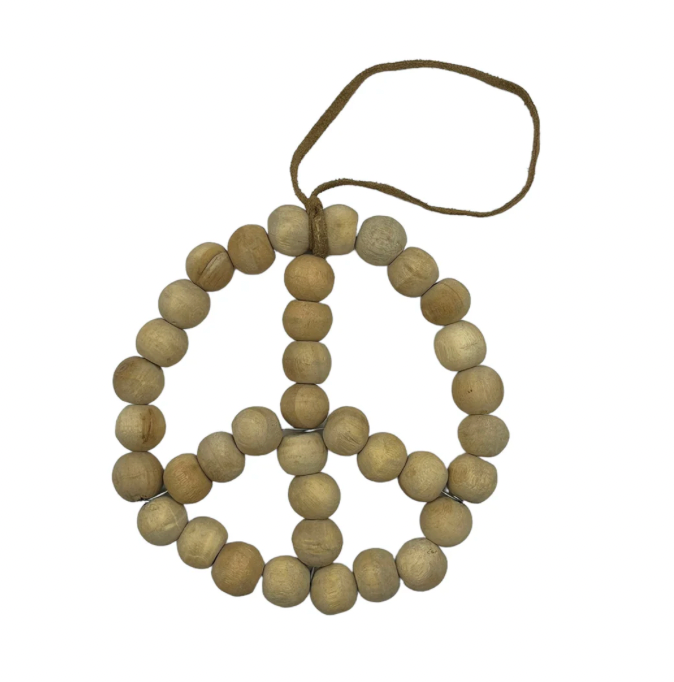 Wooden Beaded Peace Sign