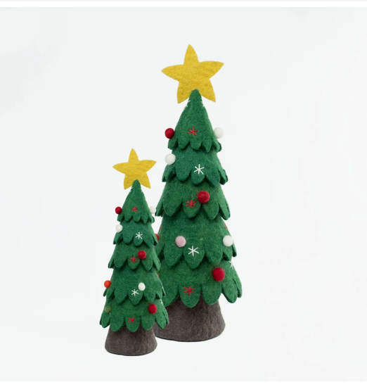 Small Green with Colored Balls Felt Christmas Tree