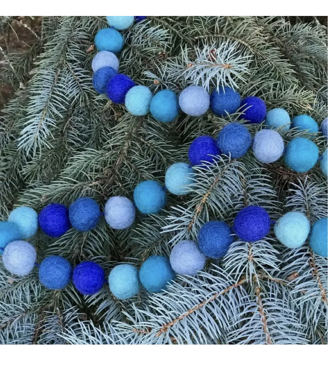 Blue Felt Garland Balls