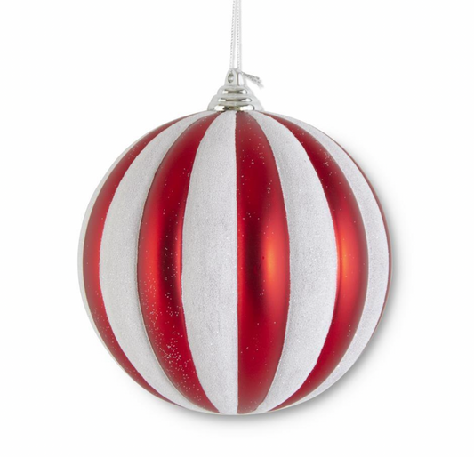 6" Red and White Stripe Ornament