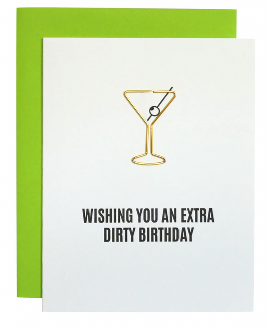 Extra Dirty Martini Birthday - Paper Clip Letterpress Card