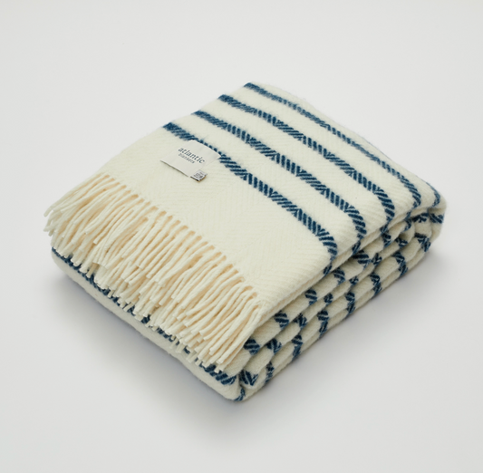 Sailor Blue Stripe Wool Blanket
