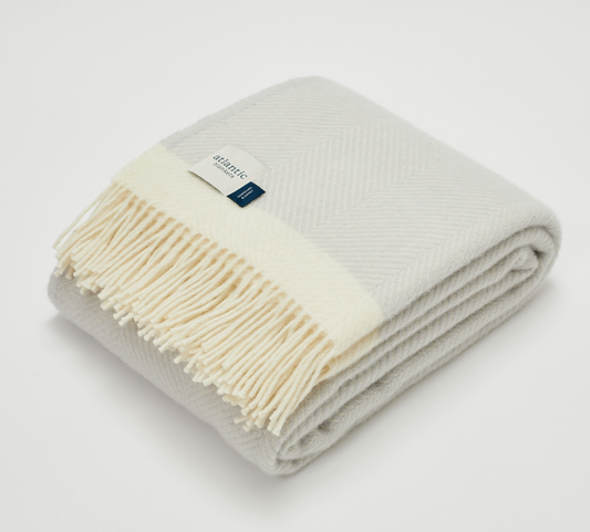 Gull Grey Herringbone Wool Blanket