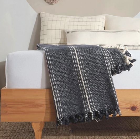 Navy Blue With Stripes Blanket