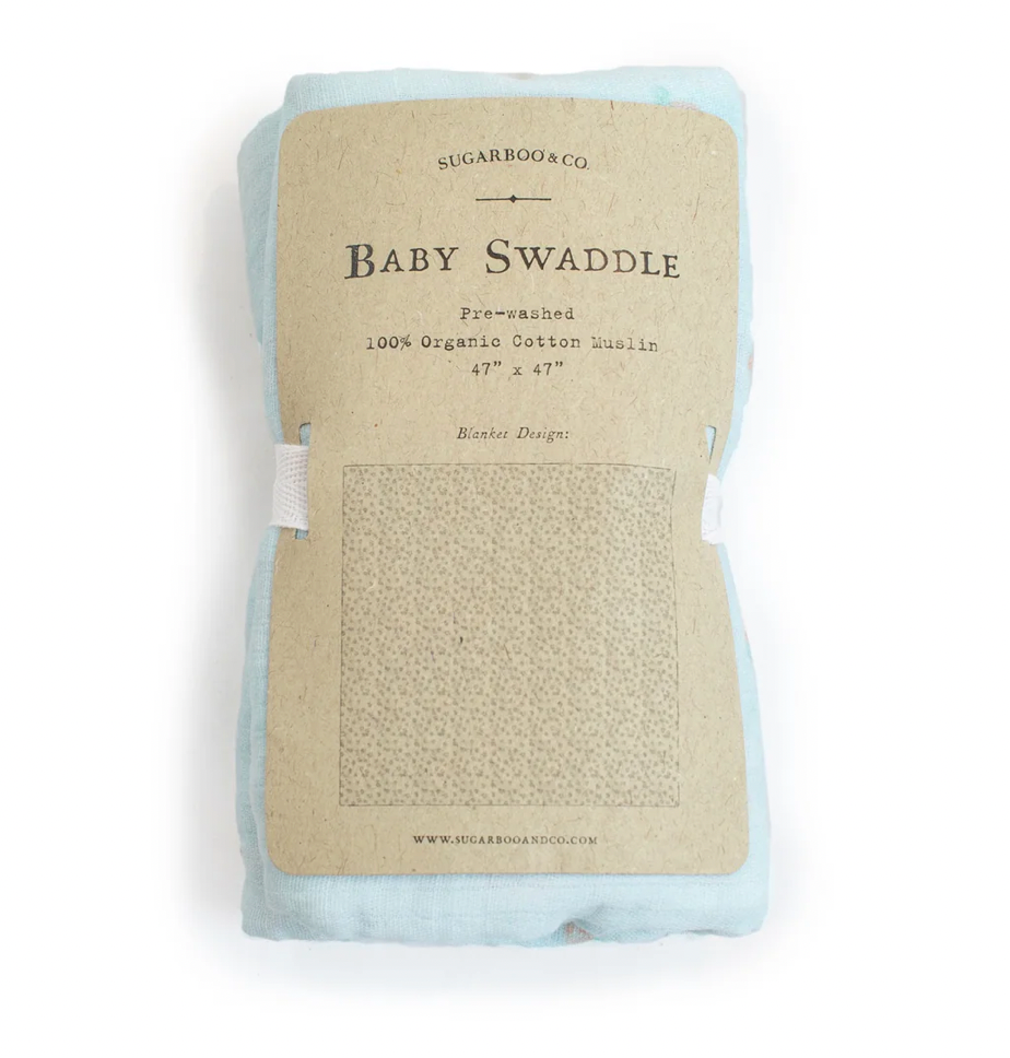 Blue Floral Swaddle Blanket