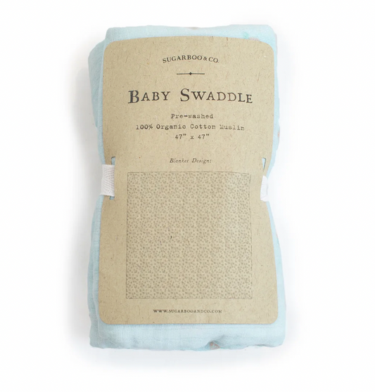 Blue Floral Swaddle Blanket