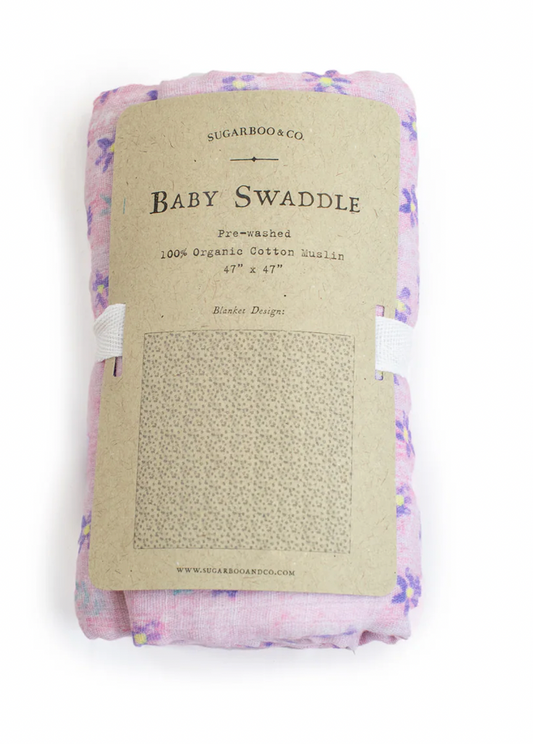 Pink Floral Swaddle Blanket
