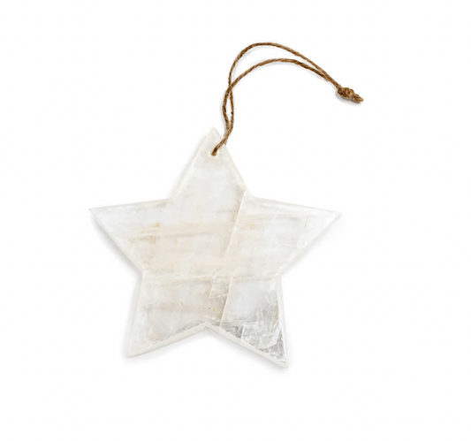 Hanging Selenite Star on Jute
