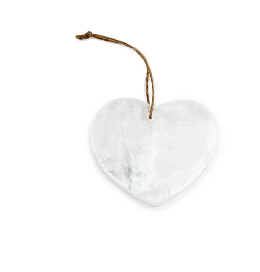 Hanging Selenite Heart on Jute