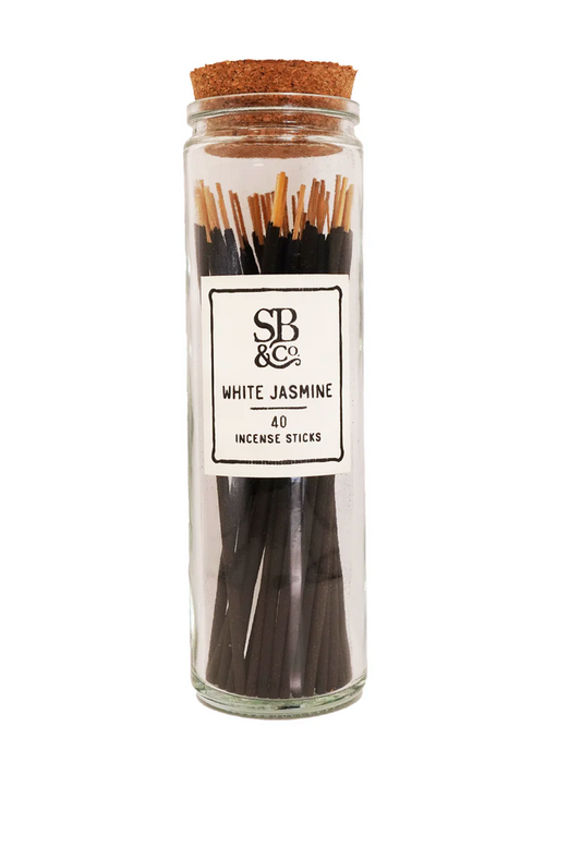 White Jasmine Incense in Glass Jar- 40 sticks