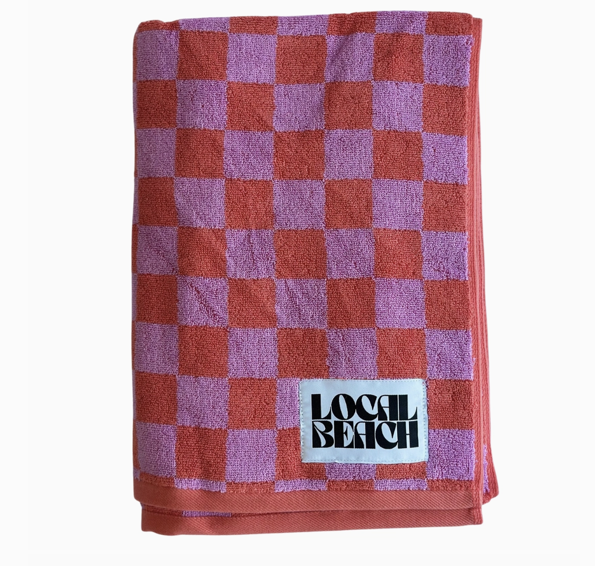Coral/Lavender- Checker Beach Towel