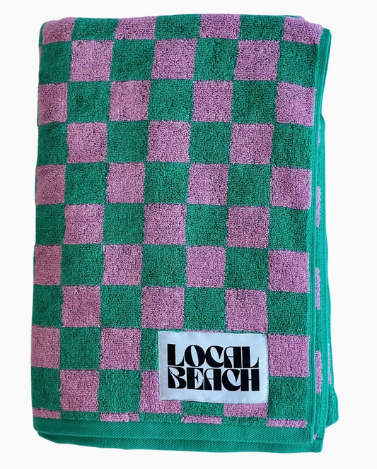 Kelly/Bubble Gum Checker Beach Towel