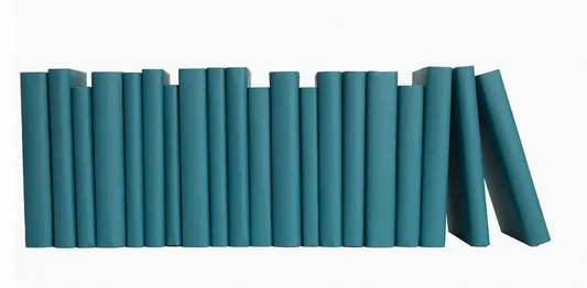 Turq.- Decorative Blue Books By The Foot- Turqoise Wrapped