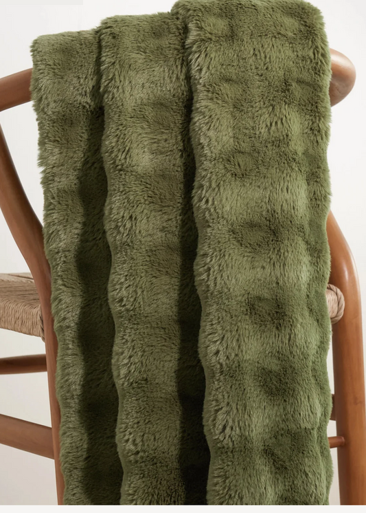 Olive Fab Faux Throw