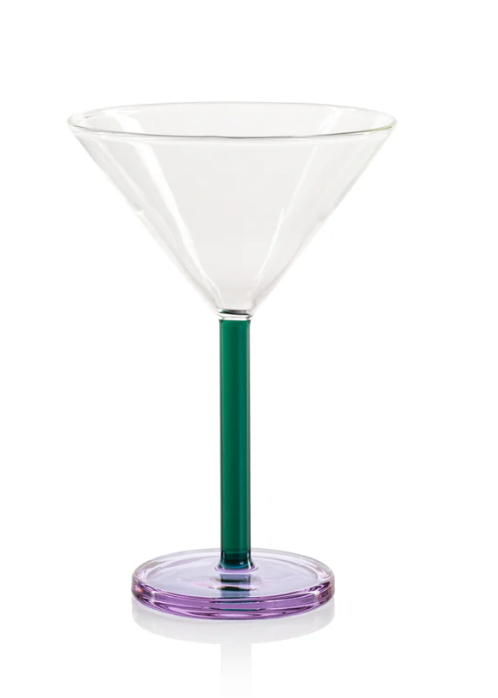 Veglia Martini Glass- Teal & Lilac