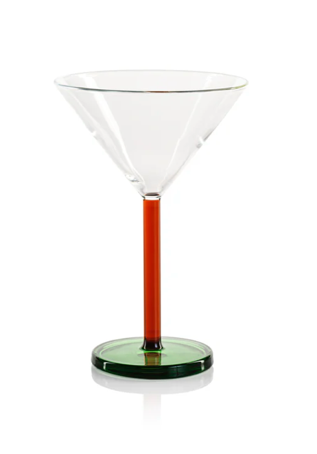 Veglia Martini Glass-Amber & Green