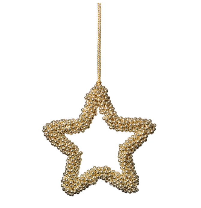 Sm. Gold Pearl Star Ornament 4 in
